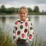 Jogging Stof Aardbeien – Ecru – Zacht & Perfect voor Kids