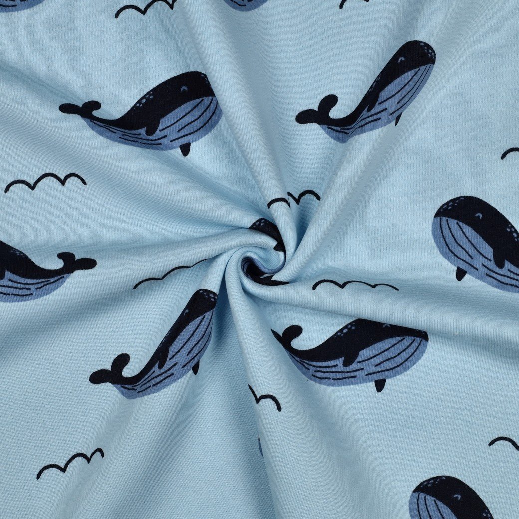 Jogging Stof Walvissen – Blauw – Zacht & Perfect voor Kids
