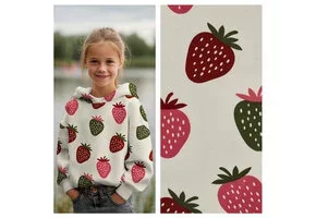 Jogging Stof Aardbeien – Ecru