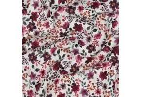 Organic Jersey Katoen Stof Digitale Print – Fuchsia Bloemenmix
