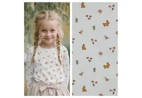 Organic Jersey Katoen Stof Digitale Print – Konijntjes