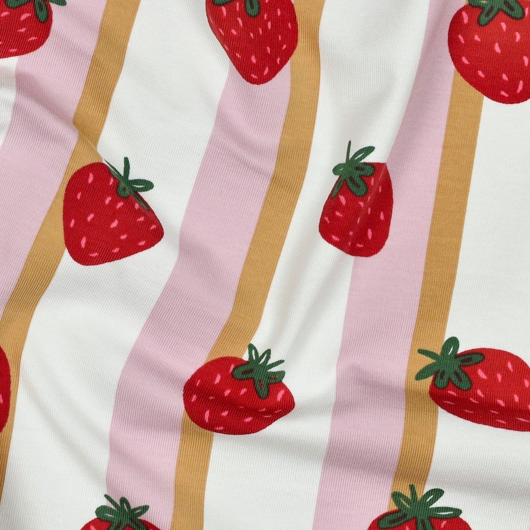 Jersey Katoen Fruit Wit – Vrolijk, Zacht & Comfortabel