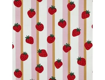 Jersey Katoen Stof – Fruit Wit