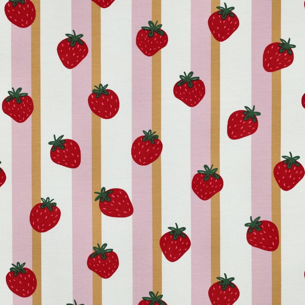 Jersey Katoen Fruit Wit – Vrolijk, Zacht & Comfortabel