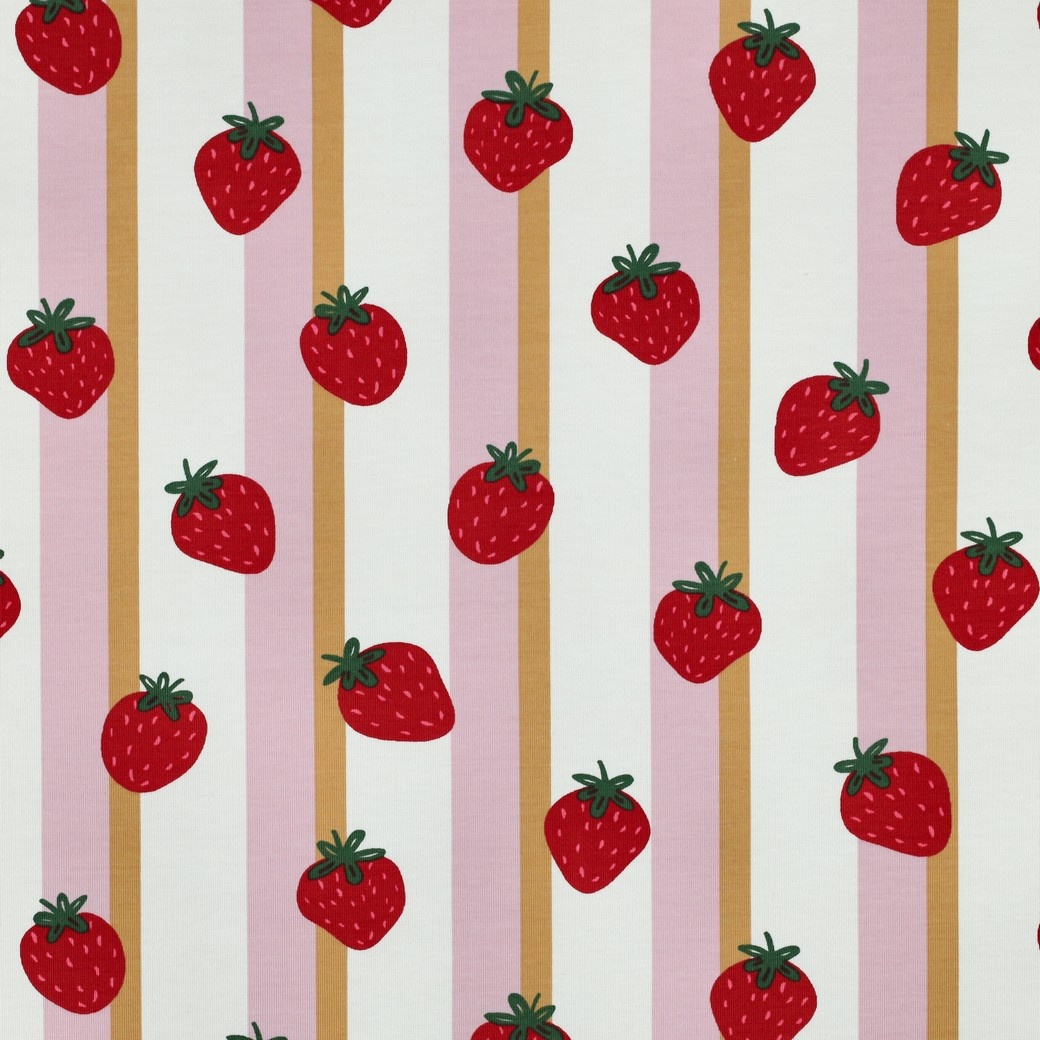 Jersey Katoen Fruit Wit – Vrolijk, Zacht & Comfortabel