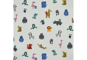 Jersey Katoen Stof – Safaridieren Wit