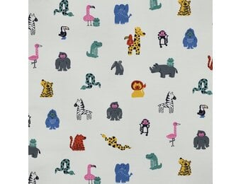 Jersey Katoen Stof – Safaridieren Wit