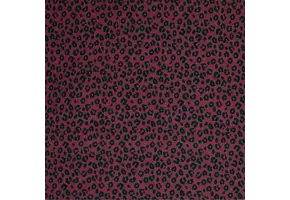 Rib Jersey Stof Bedrukt - Luipaardprint Bordeaux