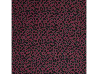 Rib Jersey Stof Bedrukt - Luipaardprint Bordeaux