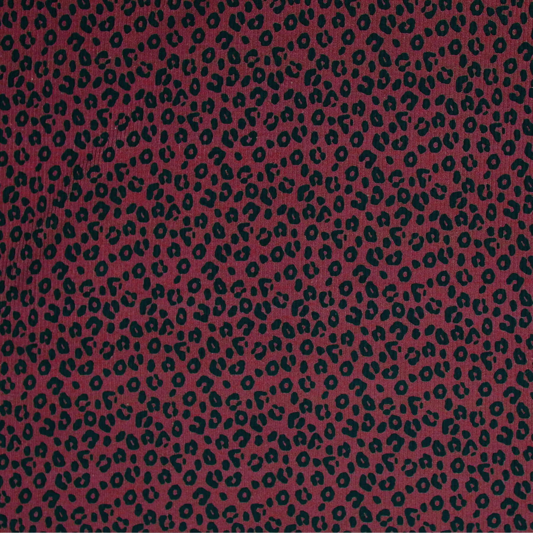 Rib Jersey Stof Luipaardprint Bordeaux – Stoer, Zacht & Ademend
