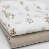 Rib Jersey Stof Dieren in de Lucht – Zacht & Dromerig