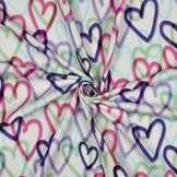 Sweat Stof Digitale Print Harten Wit – Zacht & Speels