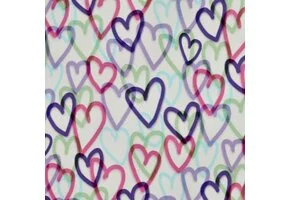 Sweat Stof Digitale Print Harten – Wit