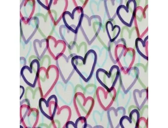 Sweat Stof Digitale Print Harten – Wit