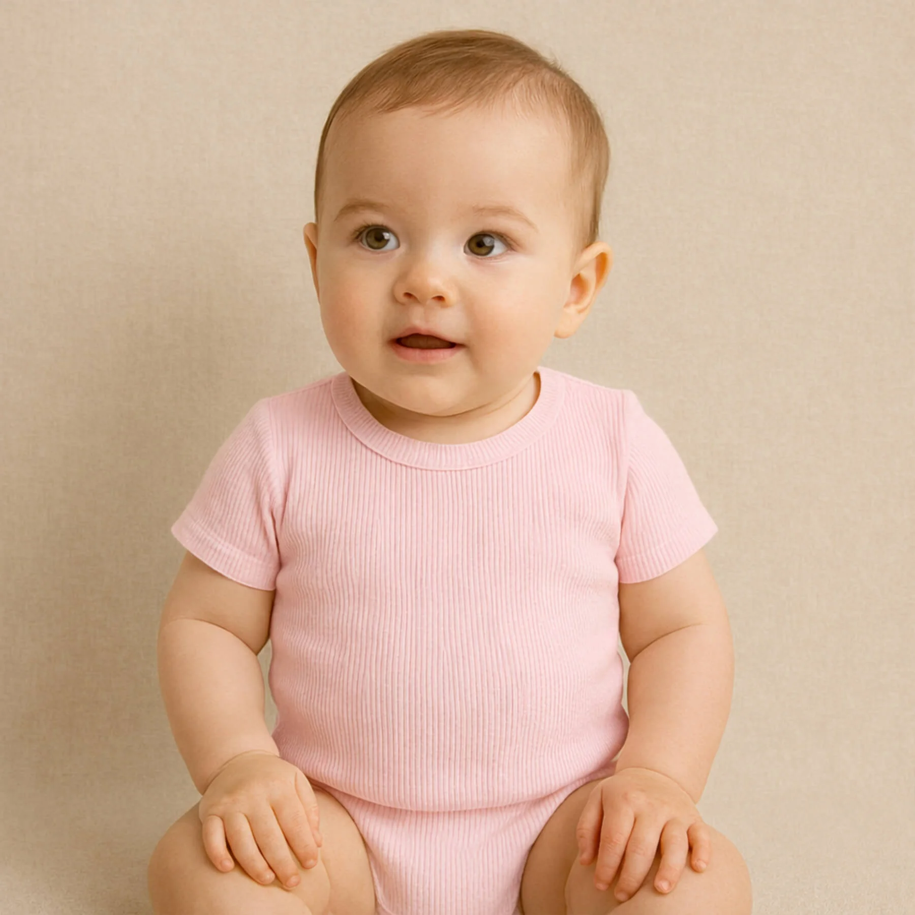 Rib Jersey Stof Pastel Roze– Zacht, Rekbaar & Comfortabel