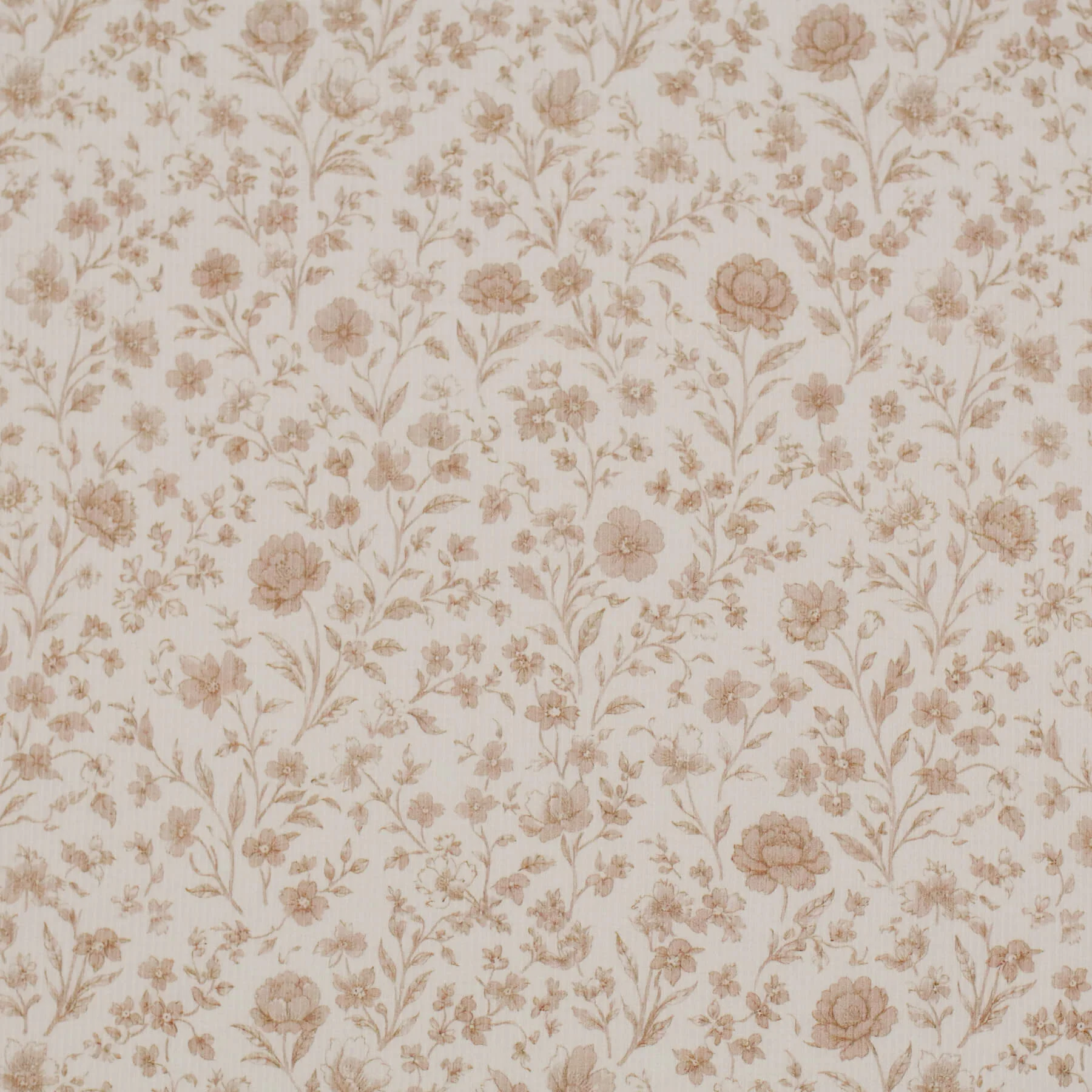 Rib Jersey Stof Beige Vintage Bloem – Tijdloos & Elegant