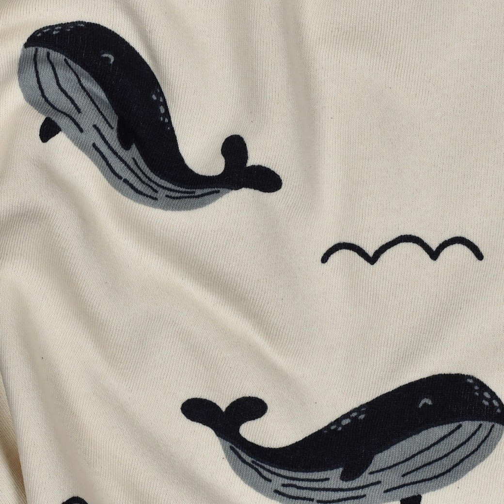 Jogging Stof Walvissen – Ecru – Zacht & Perfect voor Kids