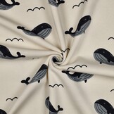 Jogging Stof Walvissen – Ecru – Zacht & Perfect voor Kids