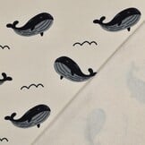 Jogging Stof Walvissen – Ecru – Zacht & Perfect voor Kids