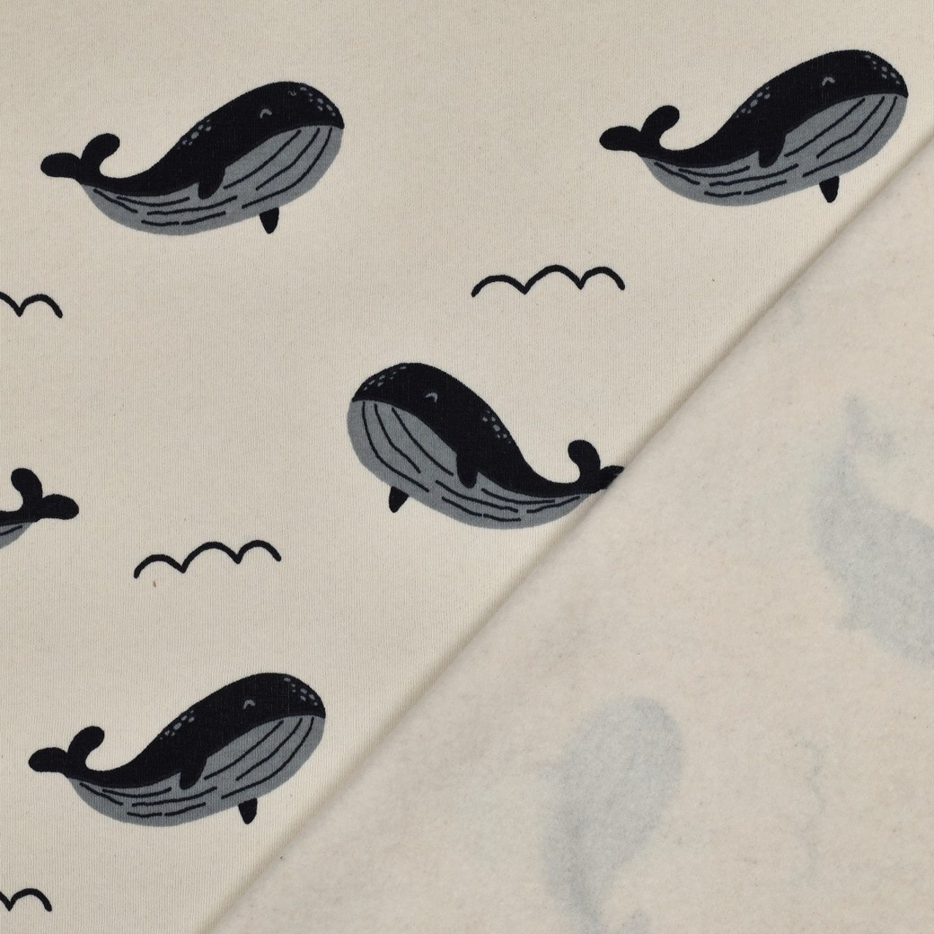 Jogging Stof Walvissen – Ecru – Zacht & Perfect voor Kids