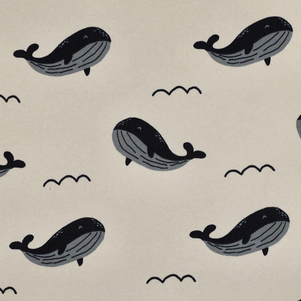Jogging Stof Walvissen – Ecru – Zacht & Perfect voor Kids