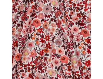 Rib Jersey Stof Bloemen – Perzik