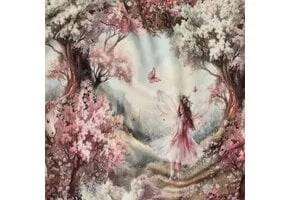 Sweat Stof Digitale Print Sprookjes – Saliegroen