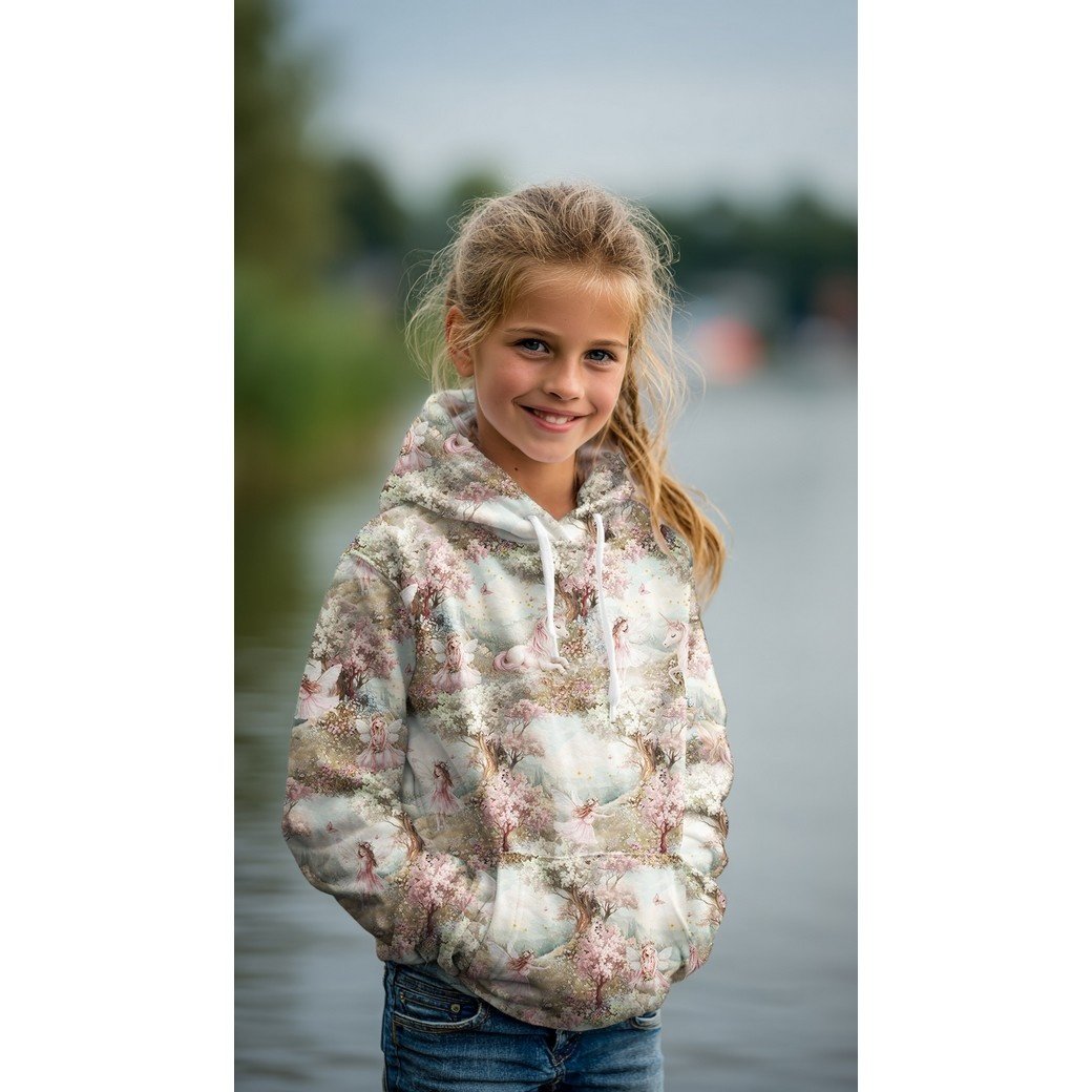 Sweat Stof Digitale Print Sprookjes Saliegroen – Dromerig & Zacht