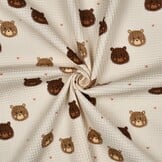 Katoenen Wafel Stof Beren Ecru – Zacht & Lief voor Babyprojecten