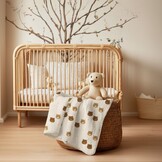 Katoenen Wafel Stof Beren Ecru – Zacht & Lief voor Babyprojecten