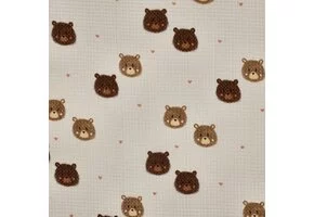 Katoenen Wafel Stof – Beren Ecru