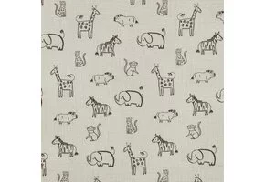 Hydrofiel Katoen Stof Safari Dieren - Naturel