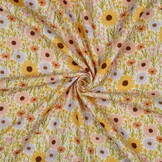 Hydrofiel Stof Bloemen Geel – Zacht, Ademend & Oeko-Tex