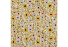 Hydrofiel Stof Digitale Print Bloemen – Geel