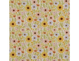 Hydrofiel Stof Digitale Print Bloemen – Geel