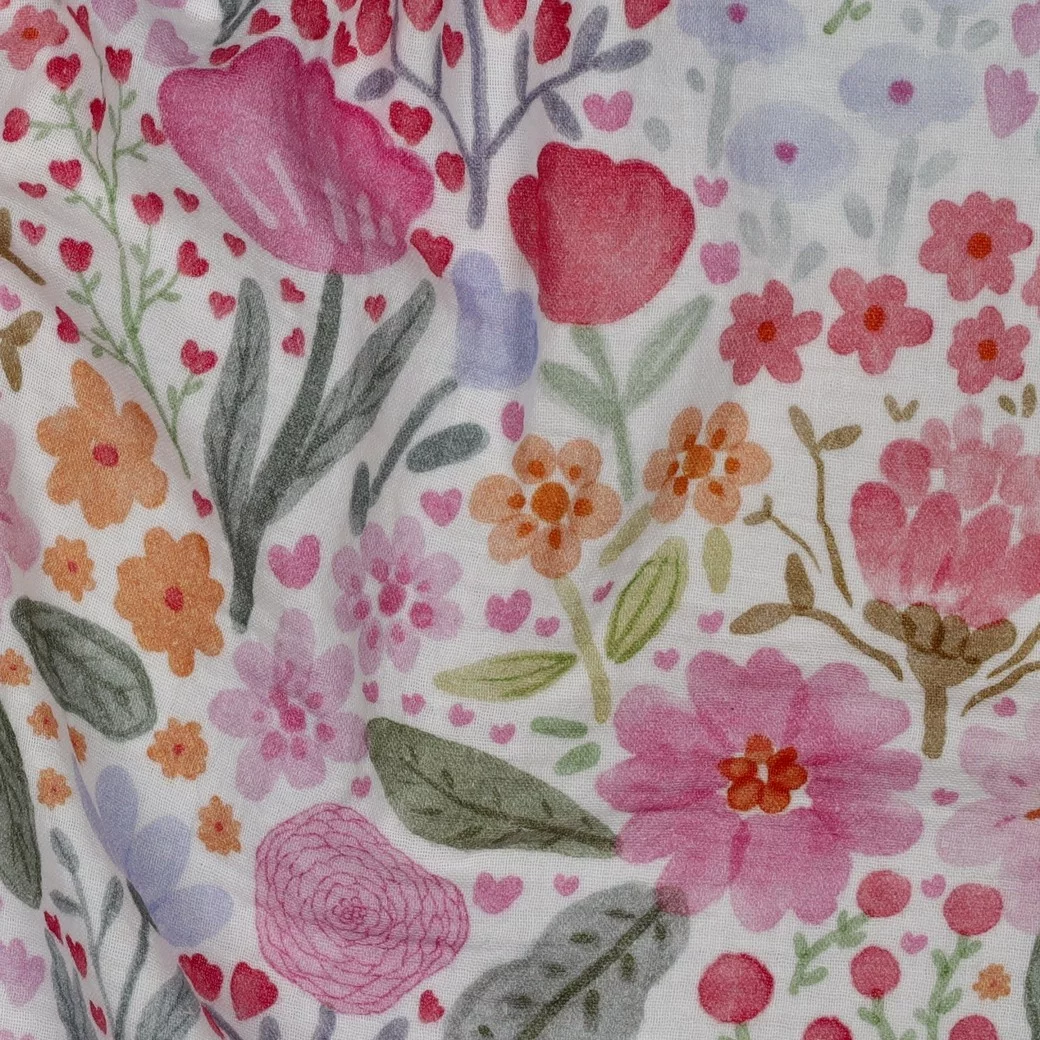 Hydrofiel Stof Bloemen Roze – Zacht, Ademend & Oeko-Tex