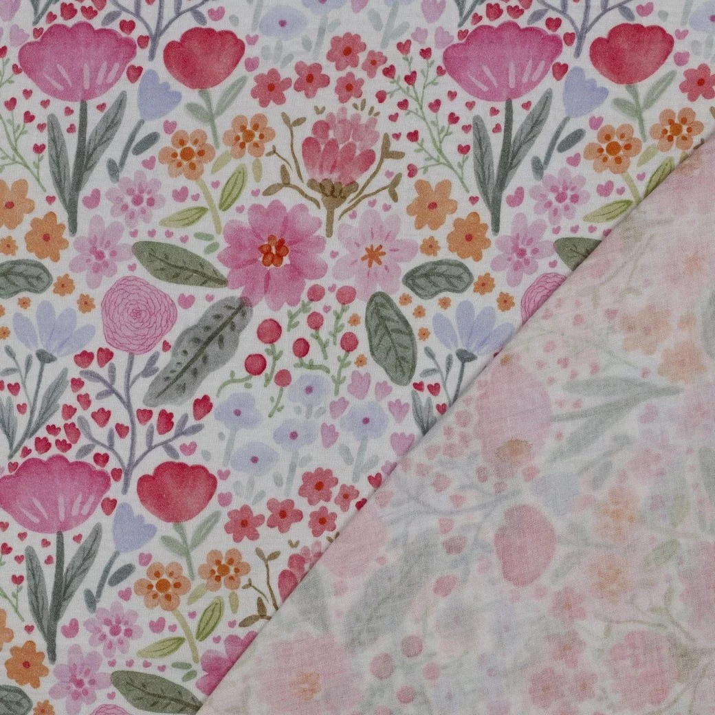 Hydrofiel Stof Bloemen Roze – Zacht, Ademend & Oeko-Tex