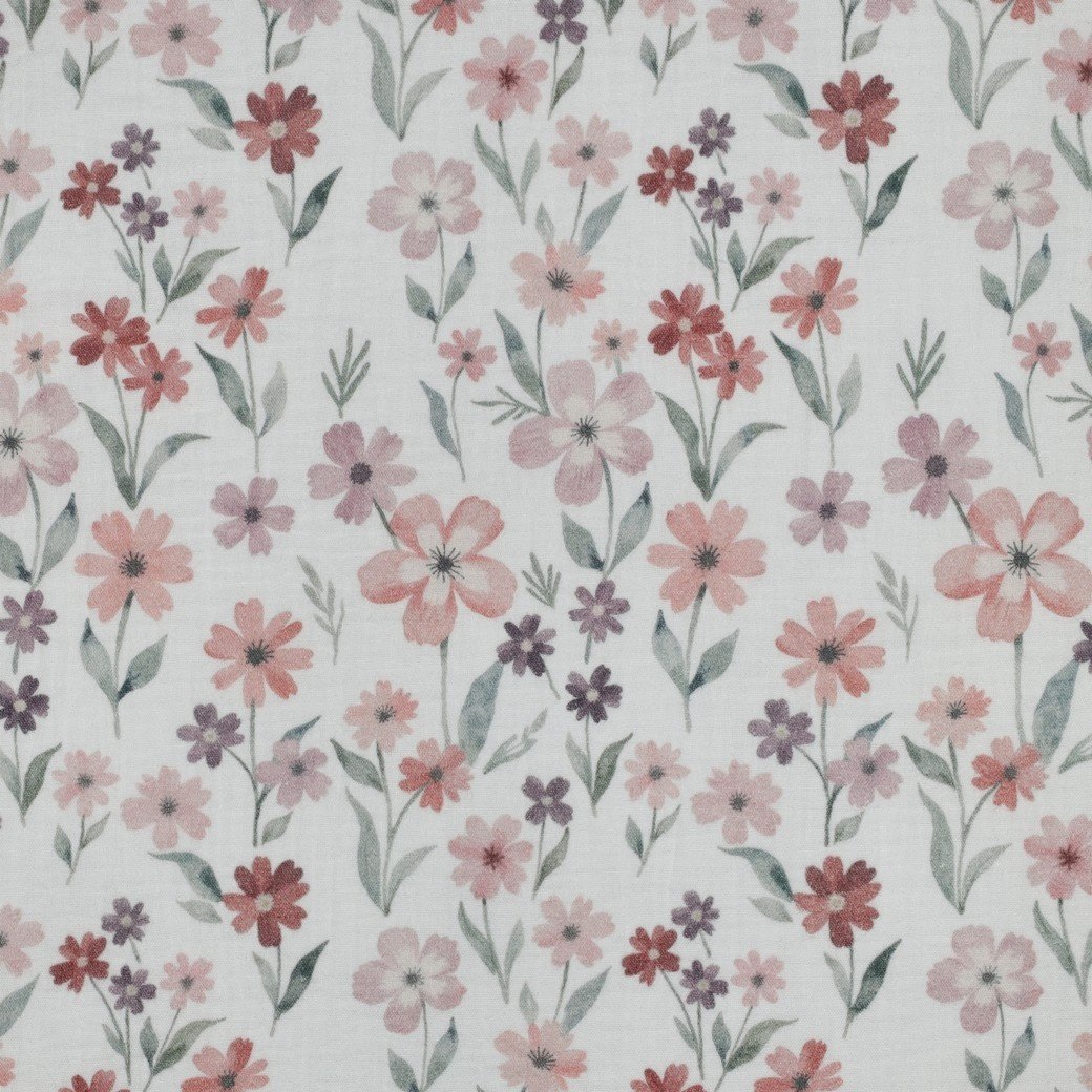 Hydrofiel Stof Bloemen Oud Roze – Zacht, Ademend & Oeko-Tex