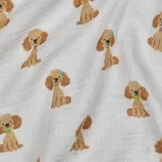 Hydrofiel Stof Schattige Hondjes Wit – Zacht, Ademend & Oeko-Tex