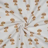 Hydrofiel Stof Schattige Hondjes Wit – Zacht, Ademend & Oeko-Tex