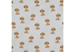 Hydrofiel Stof Digitale Print Hondjes – Wit