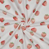 Hydrofiel Stof Aardbeien Wit – Lief, Zomers & Zacht