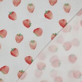 Hydrofiel Stof Aardbeien Wit – Lief, Zomers & Zacht