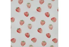 Hydrofiel Stof Digitale Print Aardbeien – Wit