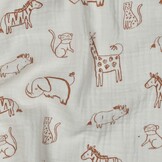 Hydrofiel Stof Safari Dieren Ecru – Zacht, Ademend & Oeko-Tex