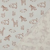 Hydrofiel Stof Safari Dieren Ecru – Zacht, Ademend & Oeko-Tex