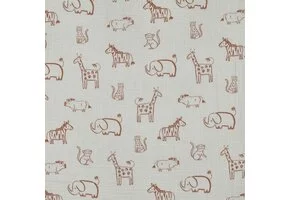 Hydrofiel Katoen Stof Safari Dieren - Ecru