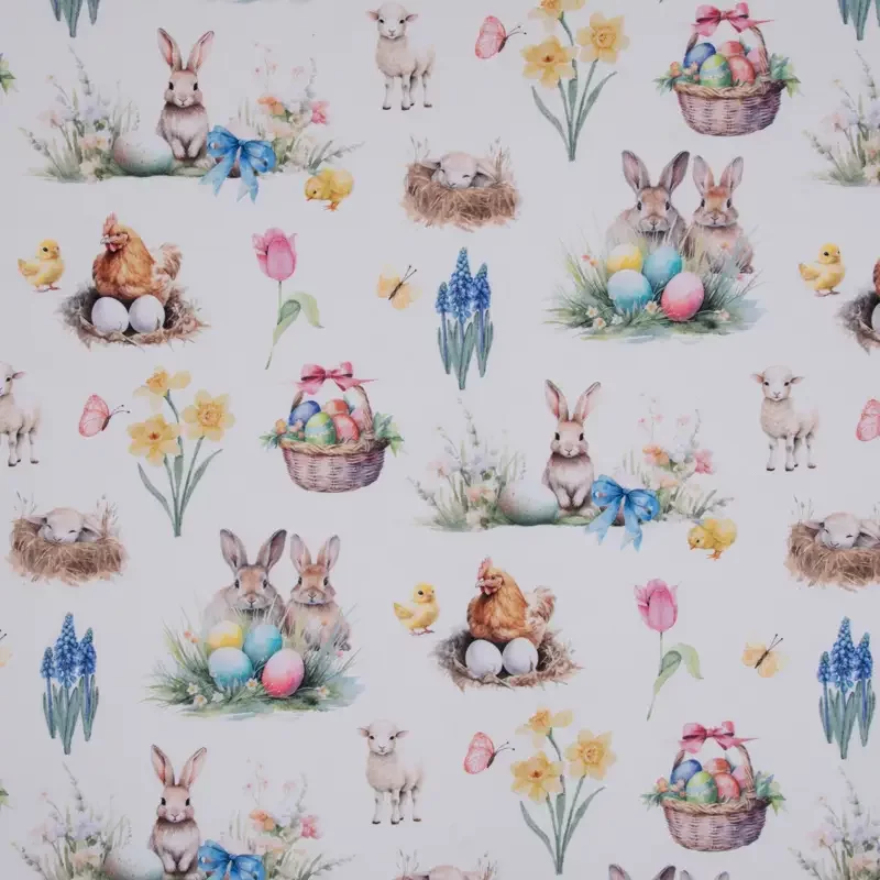 Paasstof Wit – Vrolijke Paastuin Half Panama