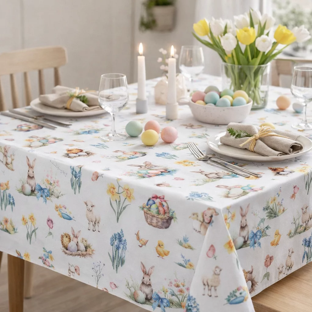 Paasstof Wit – Vrolijke Paastuin Half Panama