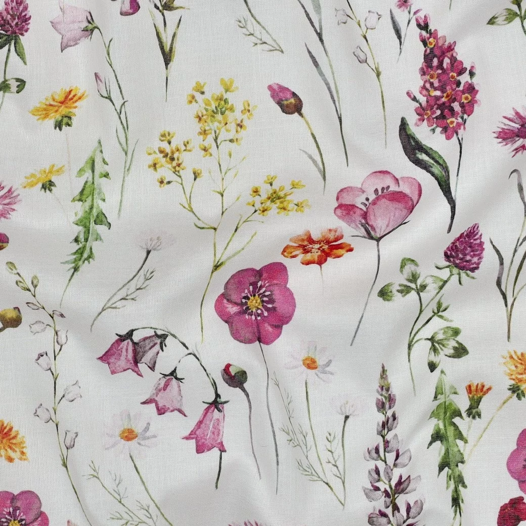 Katoen Voile Bloemen Wit – Luchtig, Zacht & Zomerse Print
